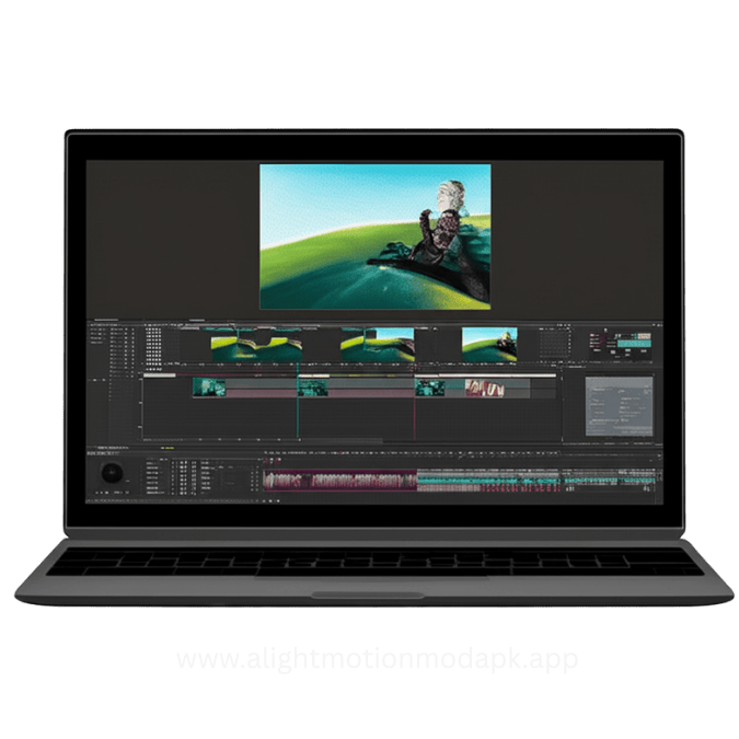 Alight Motion Mod APK for PC interface showcasing premium unlocked features