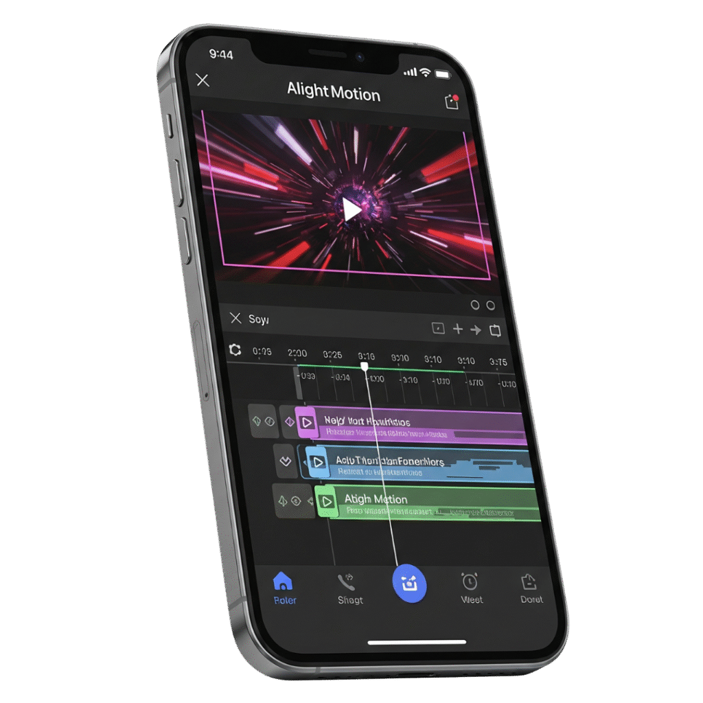 Alight motion mod apk for ios iPhone interface showing professional video editing