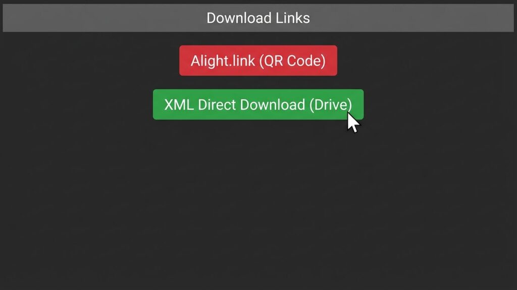 Recommendation to use direct Google Drive XML links instead of alight.link to avoid verification errors on Mod APKs.