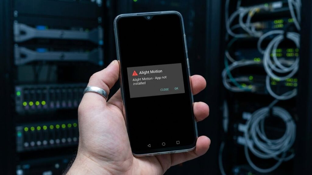 Android system popup showing the App Not Installed error message when trying to install Alight Motion Mod APK.