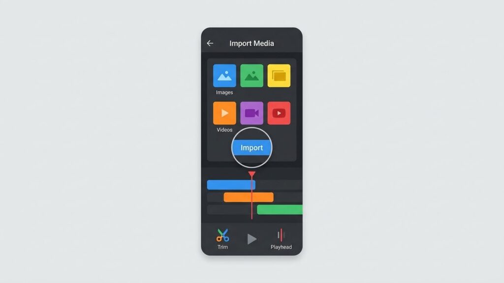 Alight Motion editing interface with imported media and timeline controls.