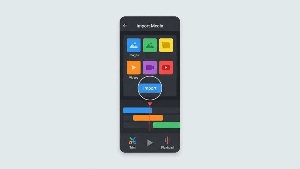 Alight Motion editing interface with imported media and timeline controls.