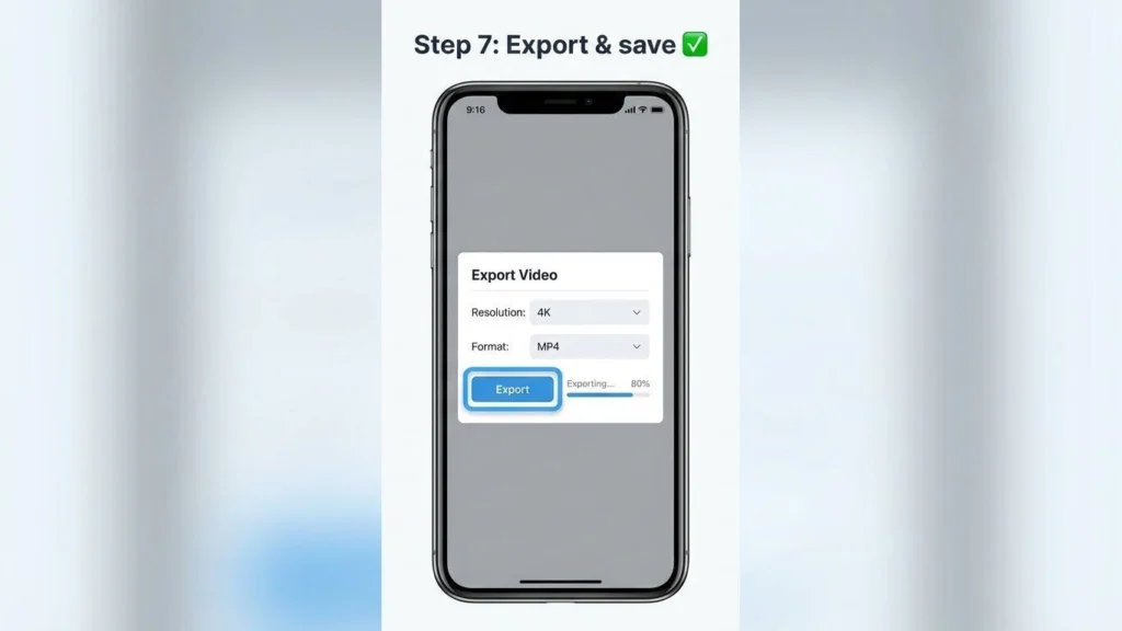 “Alight Motion export panel displaying video resolution and export options.”