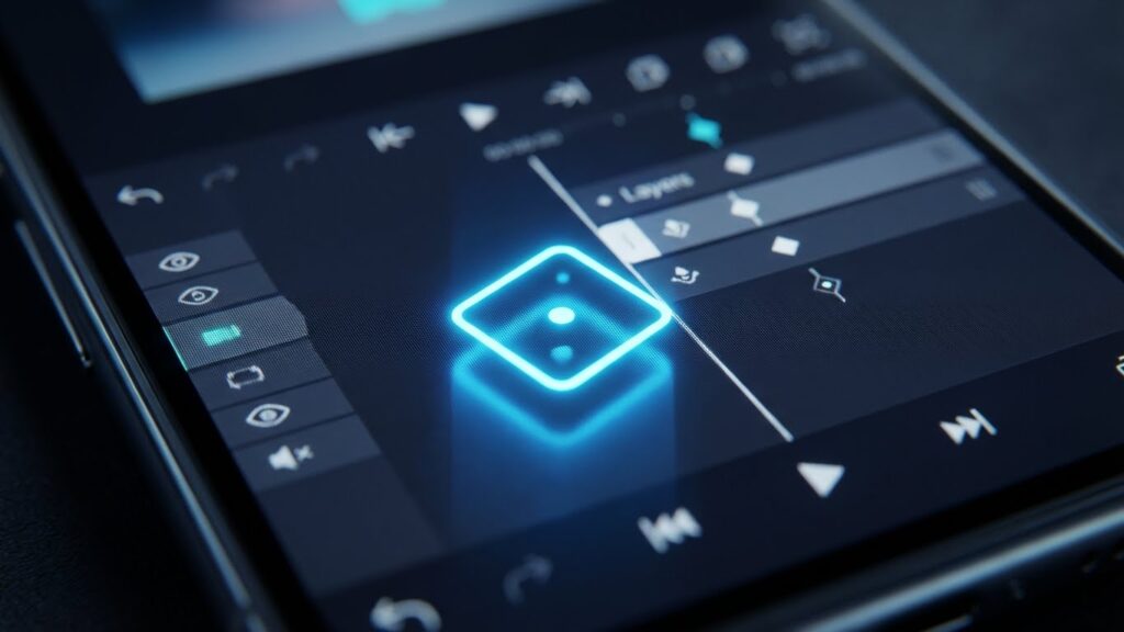 Close-up of the Alight Motion Keyframes button (diamond icon) used to start animations.