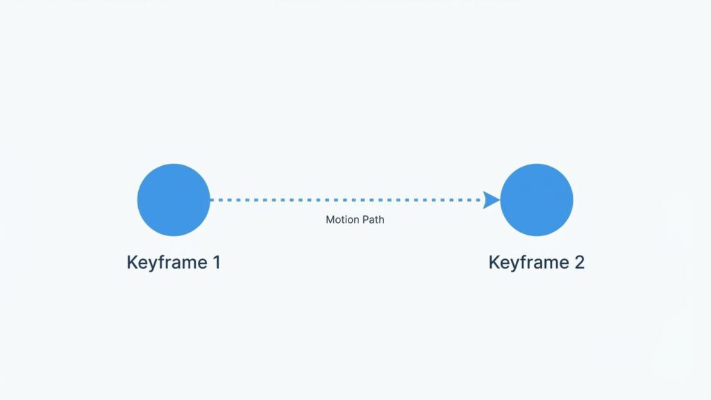 Diagram illustrating how keyframes define the start and end points of an animation path.
