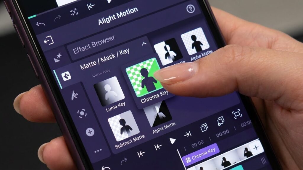 Adjusting the threshold slider in Alight Motion to perfectly remove the green background without affecting the subject.